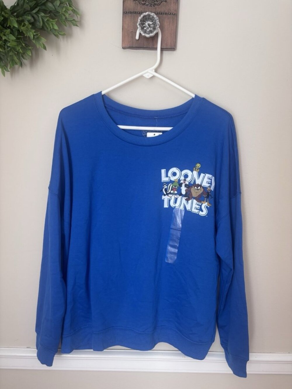 NWT Looney Tunes Womens Size L Blue Sweatshirt Thats All Folks